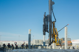 Площадка строительства Амурского ГПЗ. Строительство фундаментов под установки криогенного разделения газа.