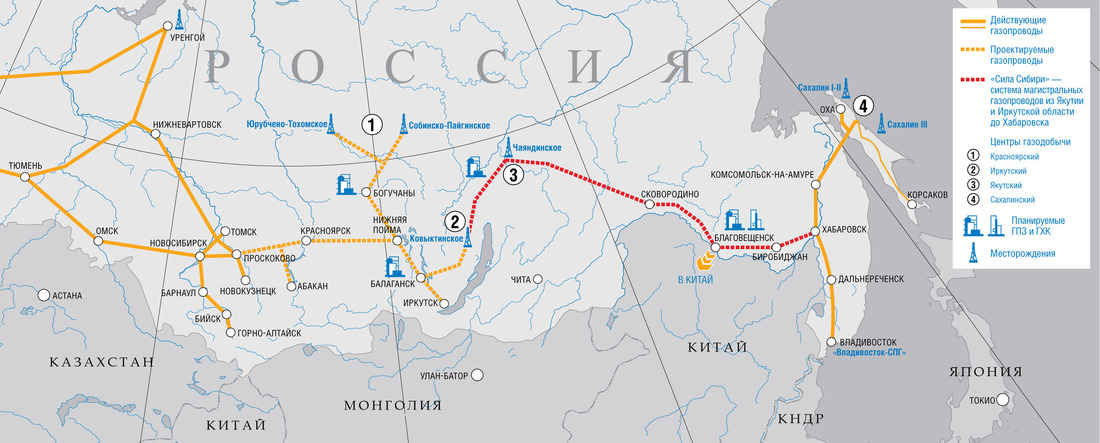Освоение газовых ресурсов и формирование газотранспортной системы на Востоке России.